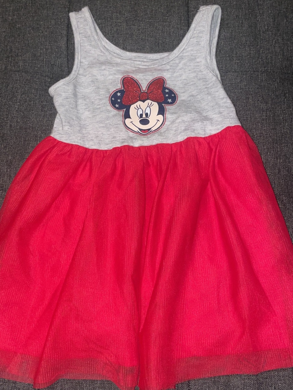 Disney Girls' Gray & Red Minnie Tulle Tank Dress